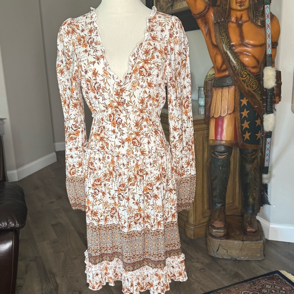 Wild Moss Floral Bohemian Midi Dress size medium